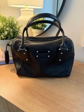 Kate Spade Black metallic glitter Leather Satchel Handbag